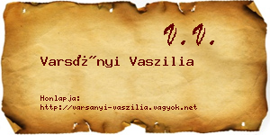 Varsányi Vaszilia névjegykártya